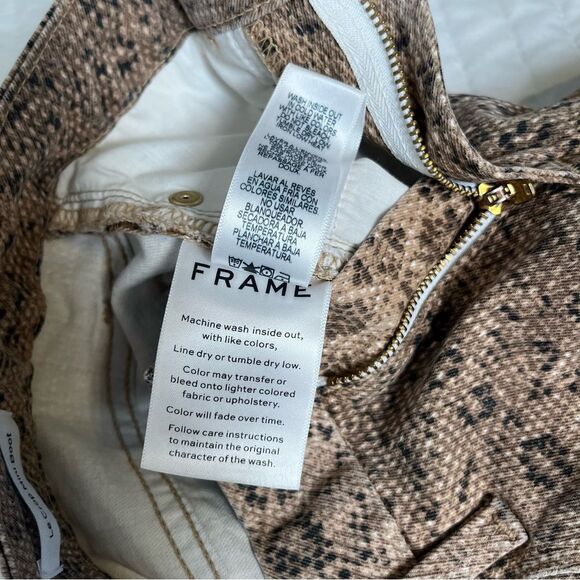 Frame Le Crop Mini Boot High Rise Snake Print Jeans in Vanilla Multi Size 23 NWT - Picture 8 of 12